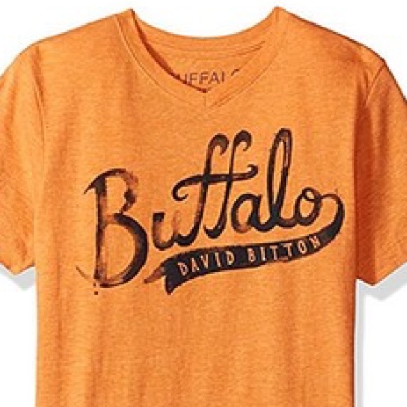 Buffalo David Bitton-Buffalo orange Heather navy print shortsleeved shirt-M NWT - Picture 2 of 3